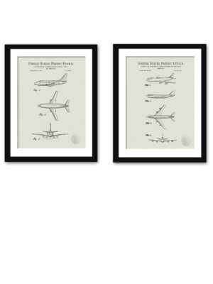 Reproduction prints of Boeing 737 and 747 patents.